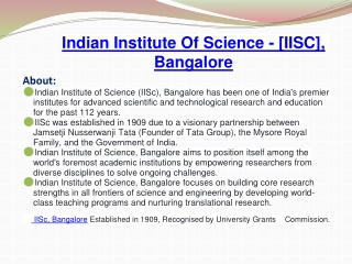Indian Institute Of Science - [IISC], Bangalore