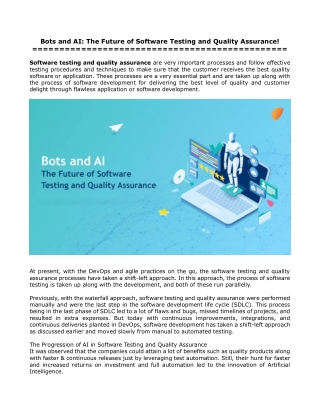 Bots and AI The Future of Software Testing and Quality Assurance