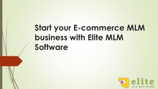 Start your E-commerce MLM business with Elite MLM Software
