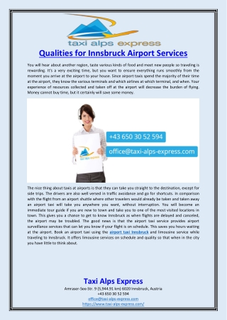 Qualities for Innsbruck Airport Services