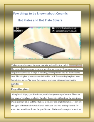 Few things to be known about Ceramic Hot Plates and Hot Plate Covers