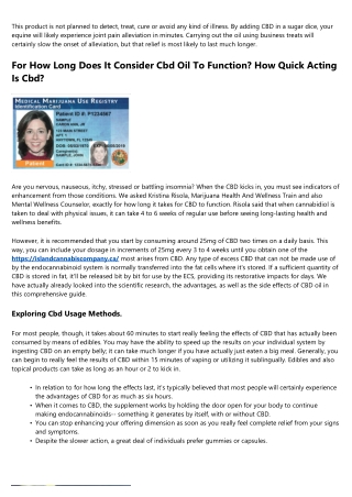 How Much Time Does Cbd Oil Require To Work? Ask A Pharmacologist