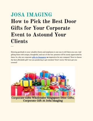 How to Pick the Best Door Gifts for Your Corporate Event to Astound Your Clients