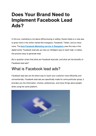 Does Your Brand Need to Implement Facebook Lead Ads