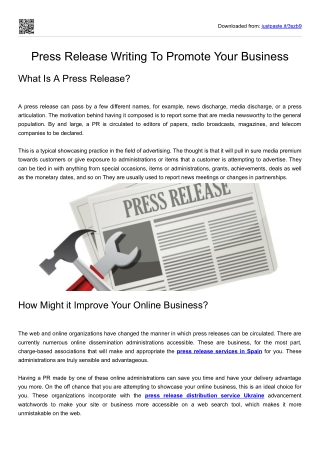 Press Release Writing To Promote Your Business