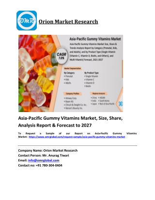 Asia-Pacific Gummy Vitamins Market Trends, Size, Competitive Analysis and Foreca