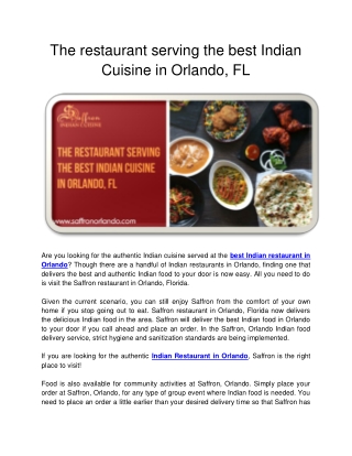 The restaurant serving the best Indian Cuisine in Orlando, FL