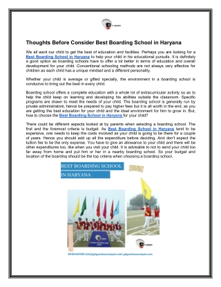 Thoughts Before Consider Best Boarding School in Haryana 