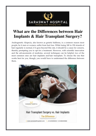 What are the Differences between Hair Implants & Hair Transplant Surgery