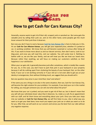 How to get Cash for Cars Kansas City