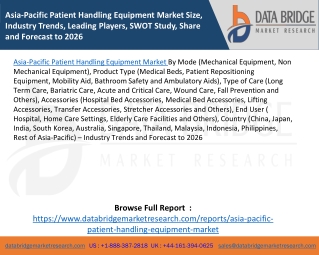 Asia-Pacific Patient Handling Equipment Market Size, Industry Trends, Leading Players, SWOT Study, Share and Forecast to