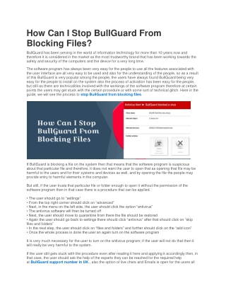 How Can I Stop BullGuard From Blocking Files?