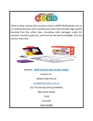 NSW Creative Kids Voucher Online | Brilliantkids.com.au