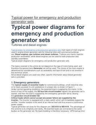 Typical power diagrams for emergency and production generator sets-converted