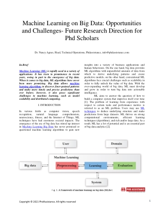 Machine Learning On Big Data Opportunities And Challenges- Future Research Direction For Phd Scholars  - Phdassistance