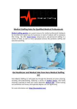 Medical Staffing Hubs for Qualified Medical Professionals