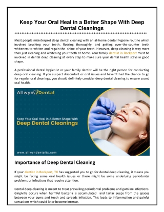 How Deep Dental Cleaning Help You To Keep Good Oral Health?