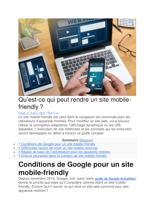 C'est quoi un site mobile-friendly