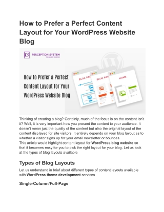 How to Prefer a Perfect Content Layout for Your WordPress Website Blog