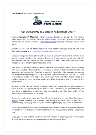 Can Old Cars Pay You More in an Exchange Offer?