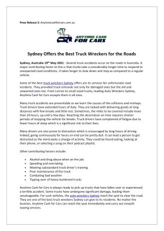 Sydney Offers the Best Truck Wreckers for the Roads