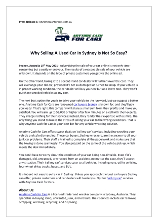 Why Selling a Used Car in Sydney is Not So Easy?