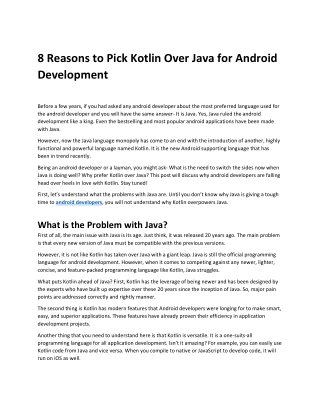 Reasons to Pick Kotlin Over Java for Android Development