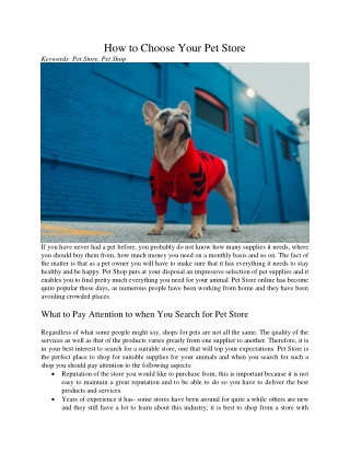 How to Choose Your Pet Store