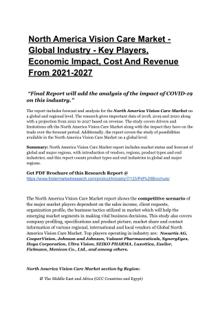 North America Vision Care Market To Register Unwavering Growth By 2027