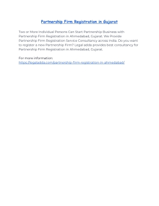 Partnership Firm Registration in Gujarat