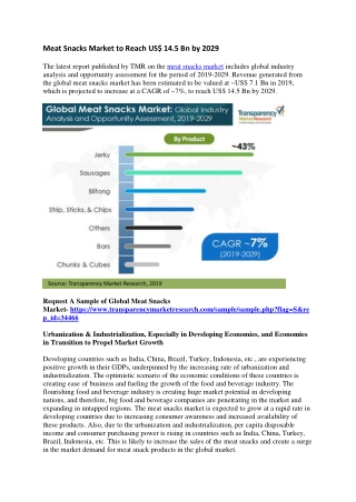 Meat Snacks Market to Reach US$ 14.5 Bn by 2029