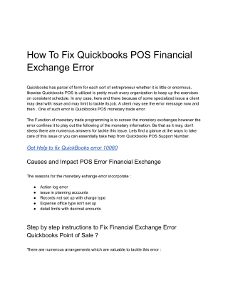How To Fix Quickbooks POS Financial Exchange Error