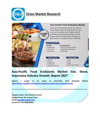 Asia-Pacific Food Acidulants Market Size, Share and Forecast 2020-2026