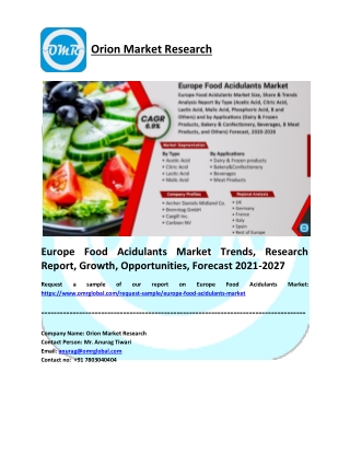 Europe Food Acidulants Market Size, Share, Industry Growth, Report 2026