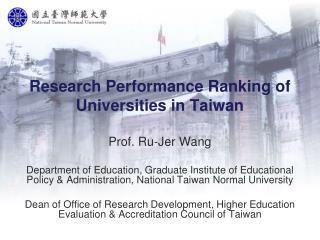 Research Performance Ranking of Universities in Taiwan