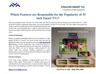 Which Features are Responsible for the Popularity Of 55 inch Smart TVs?