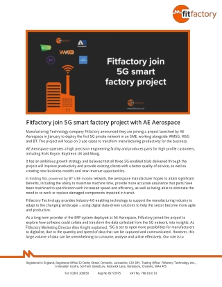 Fitfactory join 5G smart factory project