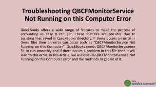 Troubleshooting QBCFMonitorService Not Running on this Computer Error