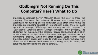 Qbdbmgrn Not Running On This Computer? Here’s What To Do