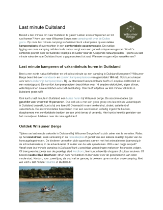 Last minute Duitsland | Wilsumer Berge