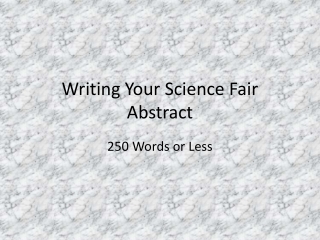 Writing Your Science Fair Abstract