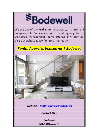 Rental Agencies Vancouver  Bodewell1