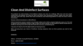 Clean And Disinfect Surfaces