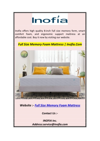 Full Size Memory Foam Mattress  Inofia1