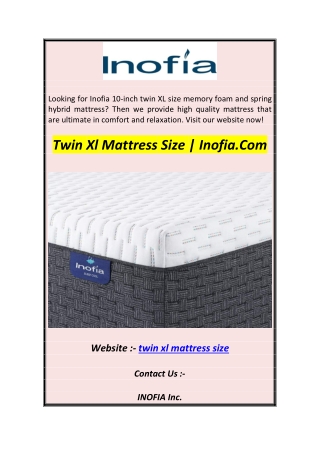 Twin Xl Mattress Size  Inofia1