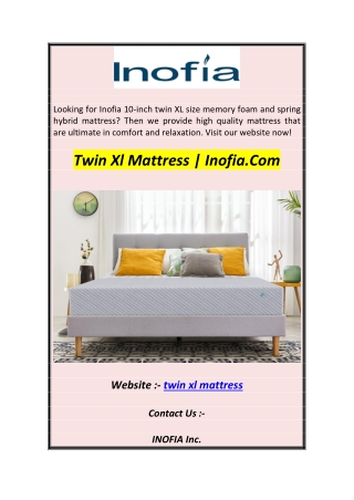 Twin Xl Mattress  Inofia1