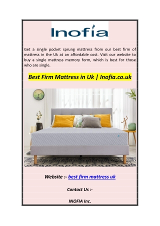 Best Firm Mattress in Uk  Inofia.co.uk