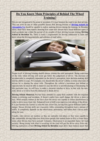 Do You Know Main Principles of Behind The Wheel Training