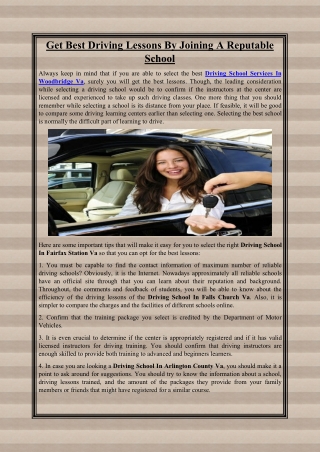 Get Best Driving Lessons By Joining A Reputable School