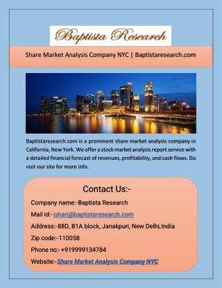 Share Market Analysis Company NYC  Baptistaresearch.com